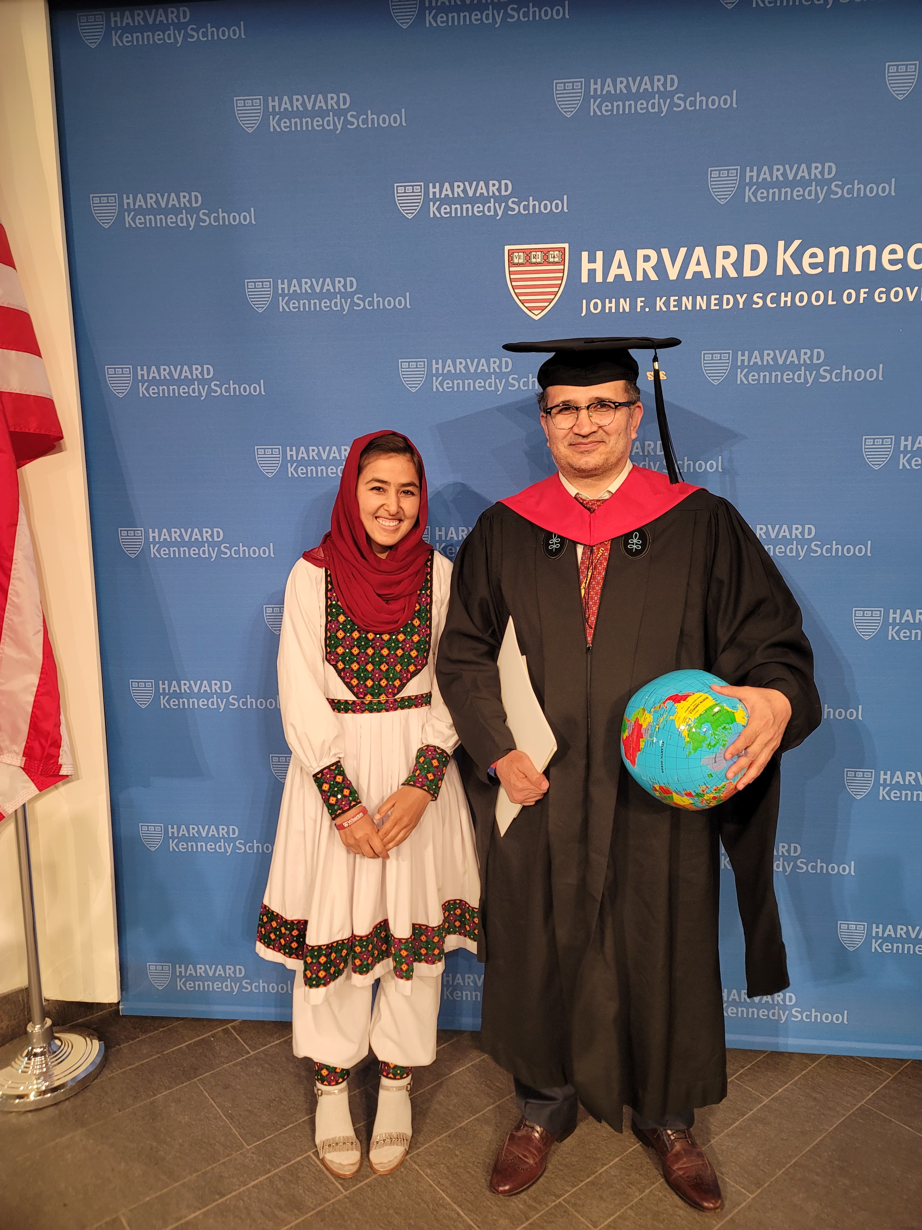 Mosa Rahimi celebrating his Harvard Kennedy School graduation